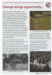 News from Spring Park Shirley Bowling Green - SPAN Magazine  - Nov 2025